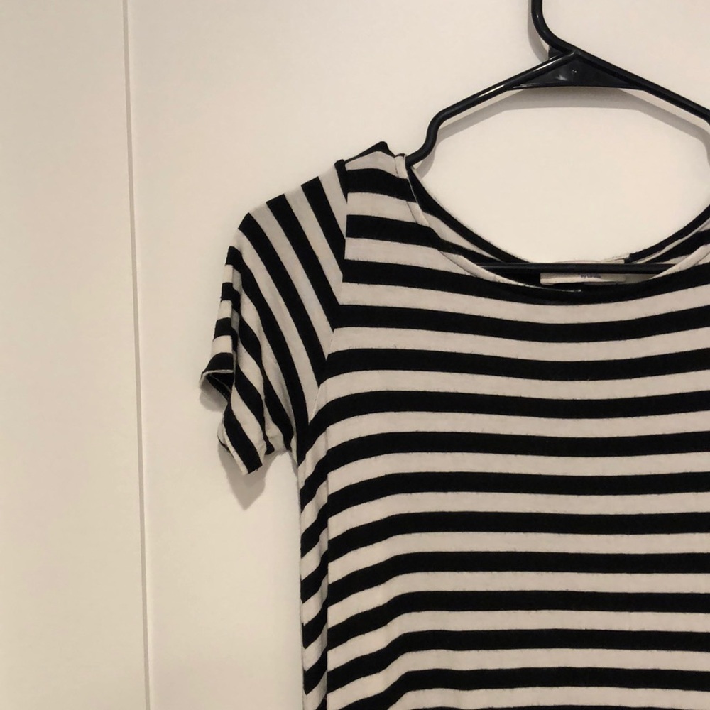 High low black and white striped dress -S